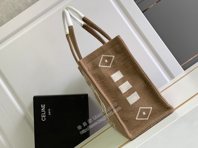 Celine專櫃2022新款CABAS THAIS大號凱旋門刺繡印花織物購物袋 賽琳復古凱旋門徽章托特包 sldj2376